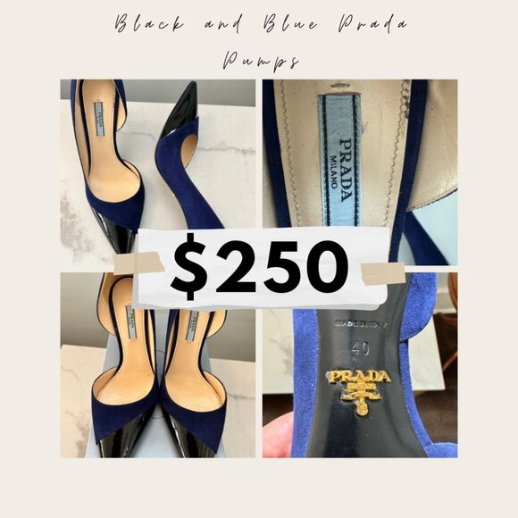 Prada Shoes - Blue and Black Authentic Prada Pumps